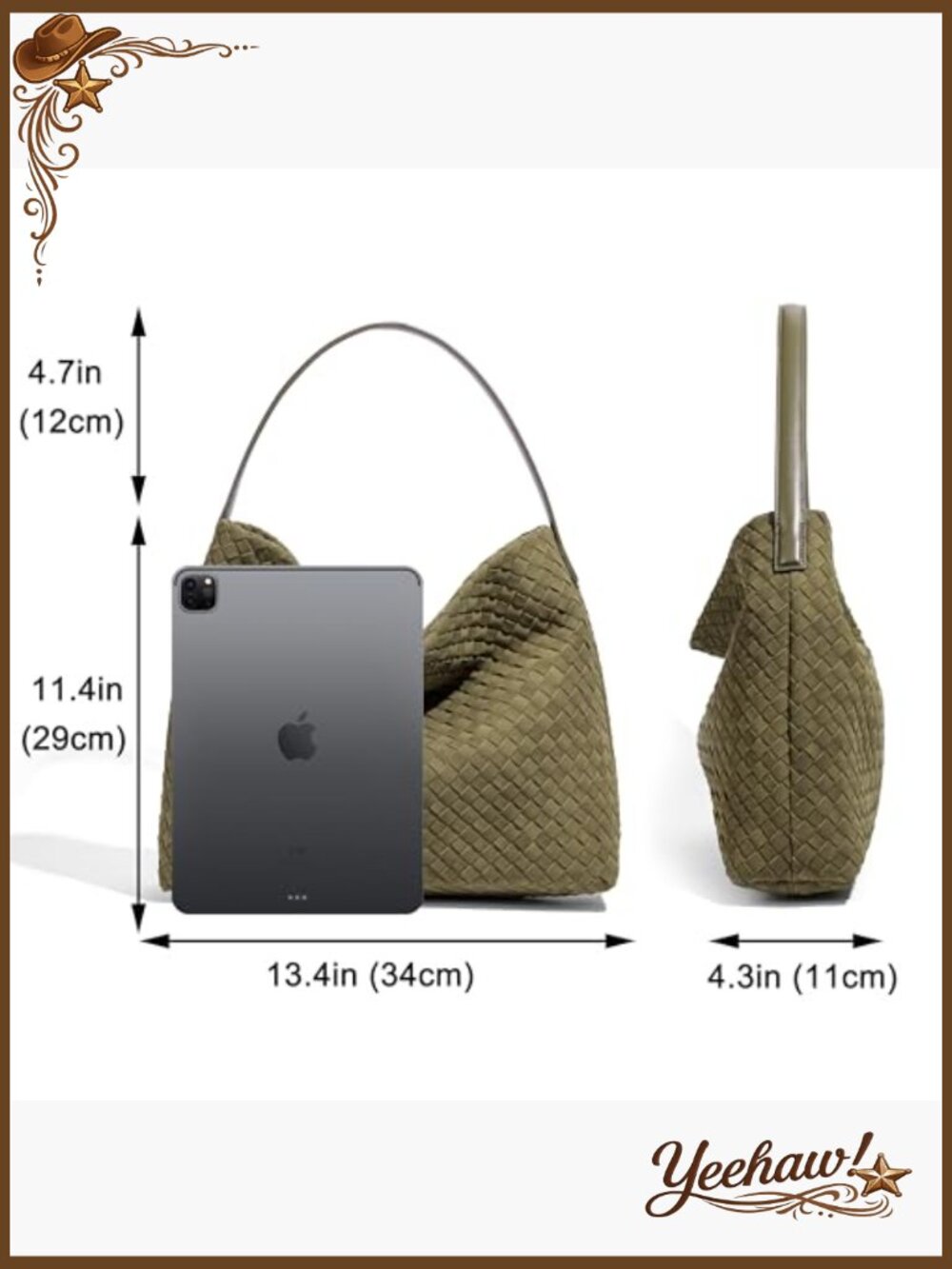 Woven Hobo Shoulder Bag Crossbody Purse Tote - Picture 4 of 7
